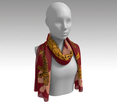 16" x 72" Silk Charmeuse Scarf - Mauve Tigers & Leopards