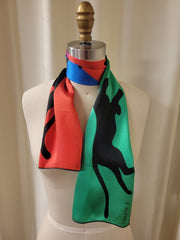 10" x 45" Rainbow Panther Silk Charmeuse Scarf