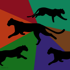 36" x 36" Silk Charmeuse Scarf - Multicolor Panther