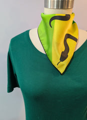 16" x 16" Silk Charmeuse Scarf - Green and Yellow Snake