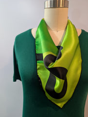 26" x 26" Silk Charmeuse Scarf - Green and Yellow Snake