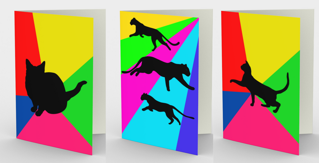 Rainbow Black Cat Greeting Card - 3 Pack