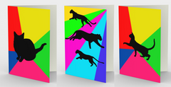 Rainbow Black Cat Greeting Card - 3 Pack