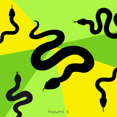 16" x 16" Silk Charmeuse Scarf - Green and Yellow Snake