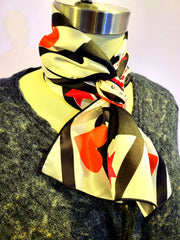 10" x 45" Black Cat and Heart Silk Scarf