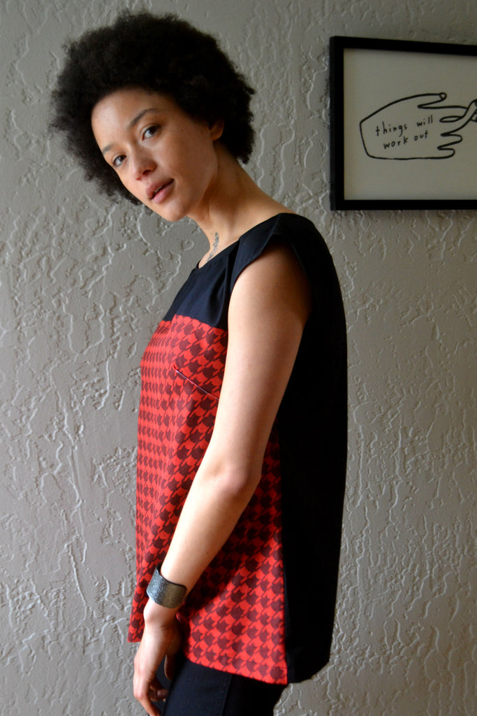 Houndstooth Cat Blouse