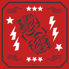 36" X 36" Silk Charmeuse Scarf - Red/Black Tiger