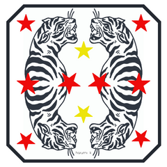 36" x 36" Silk Charmeuse Scarf - Black & White Tiger