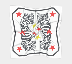 36" x 36" Silk Charmeuse Scarf - Black & White Tiger