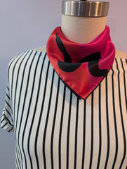 16" x 16"  Silk Charmeuse Scarf - Red and Pink Snake