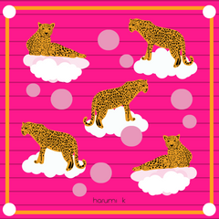 16" X 16"  Silk Habotai Scarf - Hot Pink Leopard