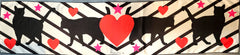 10" x 45" Black Cat and Heart Silk Scarf